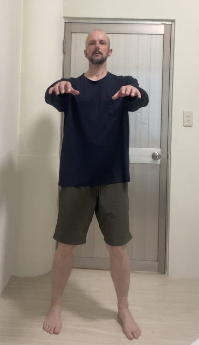 3. Raise hands to shoulder height